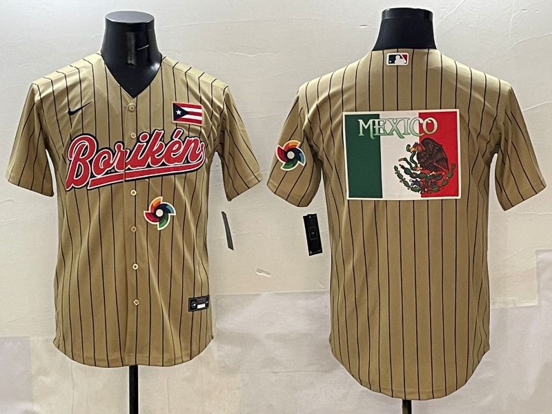 Men Puerto Rico Blank Brown Stripe Joint Name 2025 Nike MLB Jersey style 12->more jerseys->MLB Jersey